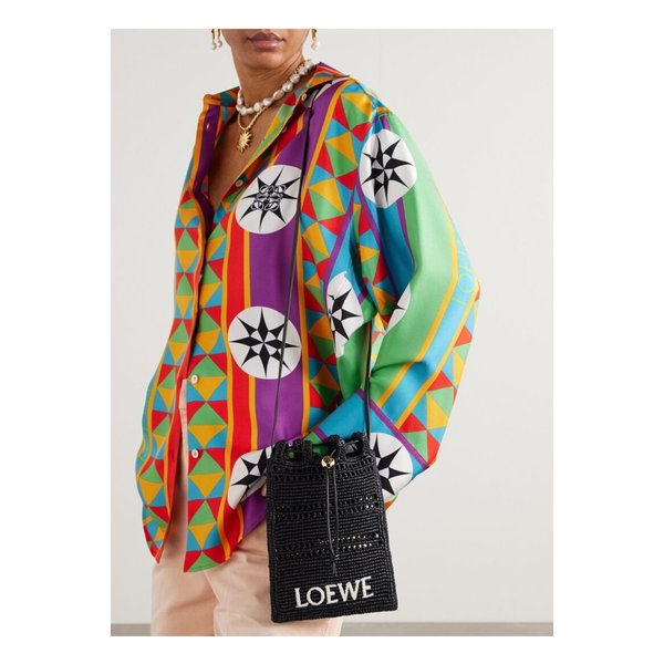 파울라 이비자 가죽 트리밍 자수 라피아 숄더 백 블랙 1647597357972946