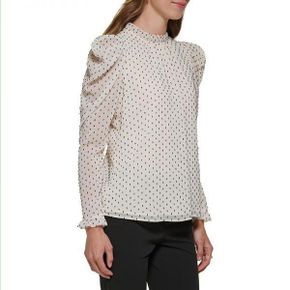 4302218 DKNY Long Sleeve Ruffle Neck Blouse