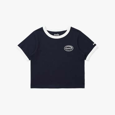 디아도라 [공식스토어] 위켄드 링거 반팔 티셔츠 우먼 NAVY