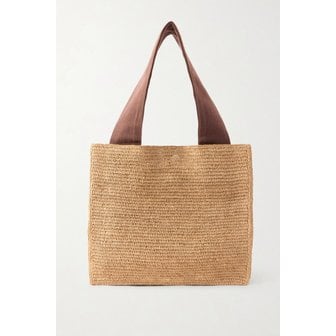 더로우 로레타 가죽 웹빙 트리밍 라피아 토트백 46376663163001976