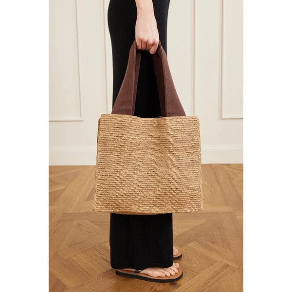 로레타 가죽 웹빙 트리밍 라피아 토트백 46376663163001976