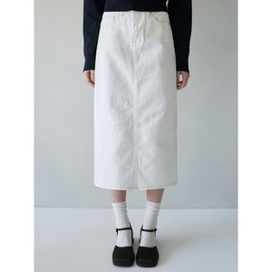 얀13 H-LINE DENIM SKIRT_WHITE