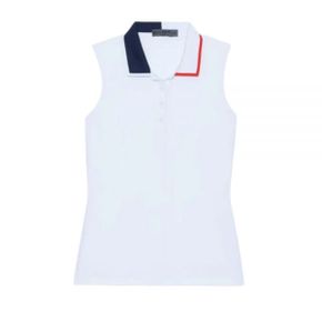 GFORE 지포어 CONTRAST COLLAR SILKY TECH NYLON SLEEVELESS POLO (G4LS23K860C-SNO) (여성 콘트