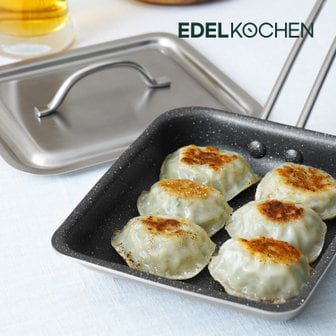 에델코첸 통3중 교자팬(말이팬) 프라이팬 18*14cm (그레이마블 논스틱)
