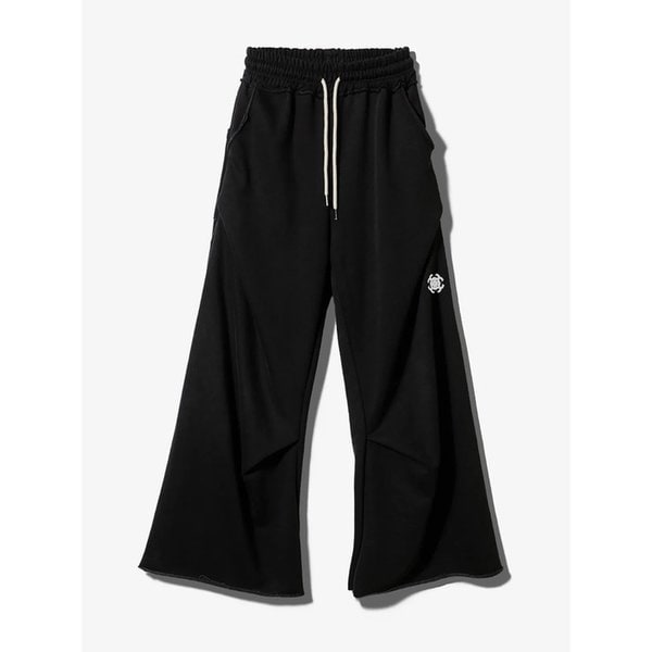 SYMBOL GEOMETRY FLARE SWEAT PANTS - BLACK