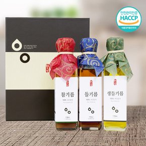 국산 3종 프리미엄 선물세트(참기름,들기름,생들기름,각170ml)(+선물박스,쇼핑백)