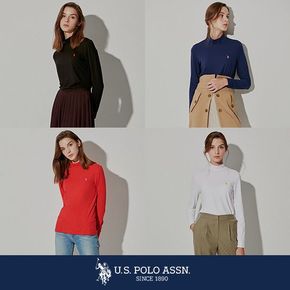 [U.S. POLO ASSN.] 화이트라벨 양기모 모크넥 셔츠 여성