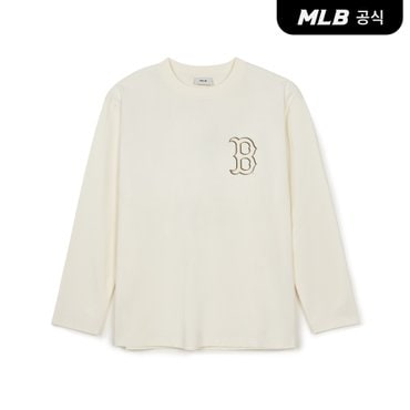 MLB [코리아공식] 베이직 메가로고 루즈핏 긴팔 티셔츠 BOS (Cream)