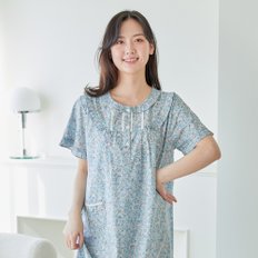 이딜타임 60수고밀도 순면 반팔드레스 여자잠옷 5361D