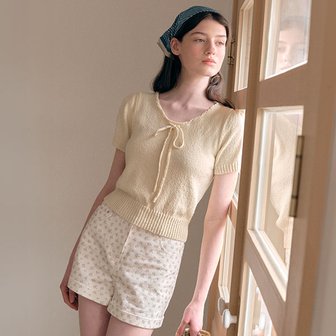 로라로라 RIBBON HALF SLEEVE KNIT YELLOW