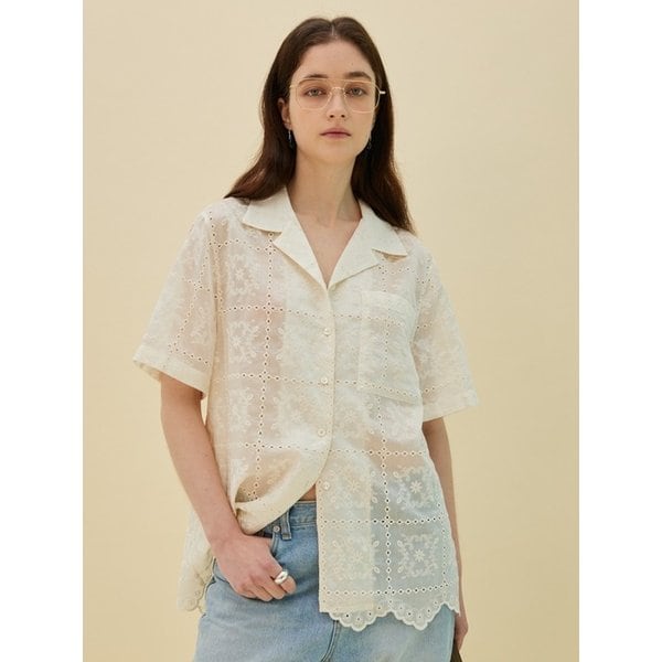 ECRU LACE SHIRT - CREAM