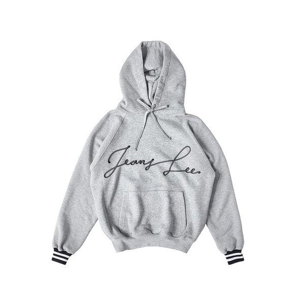 GREY OVERSIZED CORD EMBROIDERED HOODIE