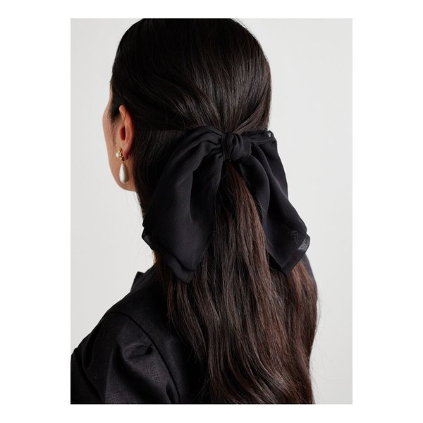 지지 버리스 재클린 보우 장식 크링클 시폰 헤어 클립 블랙 46376663162858098