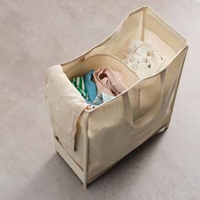 PURRPINGLA 푸르핑라 빨래주머니+스탠드 42L 베이지 44x20.5x57cm