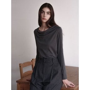 어텀 드레이프 셔링티 차콜 AUTUMN DRAPE SHIRRING TEE CHARCOAL