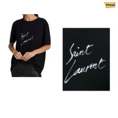 2023 YSL 생로랑 시그니처 로고 남여공용 반팔 티셔츠 480335YB2IS NOIR/NATUREL