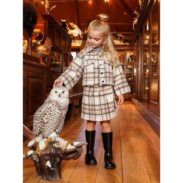 오프화이트 체크 스커트 [O56902]