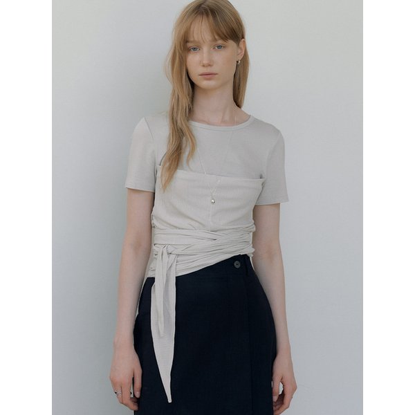 tube top overlap T-shirt (oat gray) orc 6020
