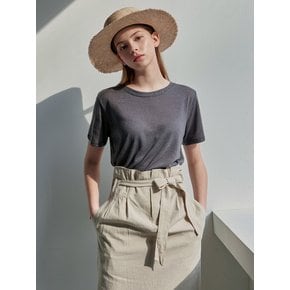 LINEN ROUND HALF T_CHARCOAL