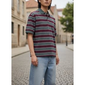 스트라이프 반팔 폴로 셔츠 1324508 P18029