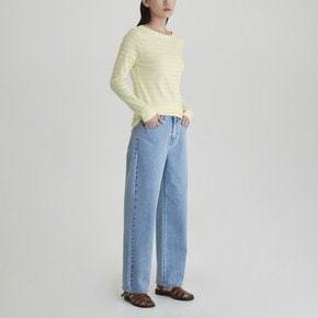 여 보트넥 코튼 스트레치 긴팔 티셔츠(YELLOW / ORANGE / KHAKI / BLUE /  / )