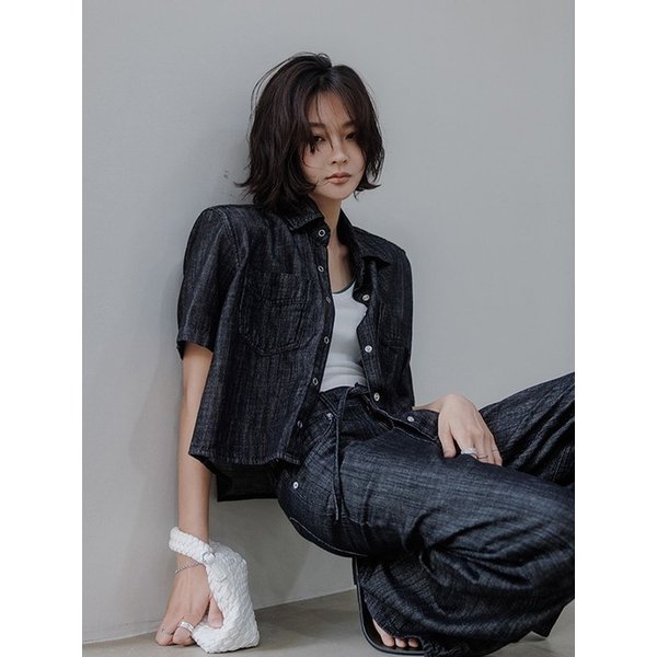 해지데님 패드 셔츠자켓(흑청)