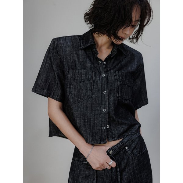 해지데님 패드 셔츠자켓(흑청)