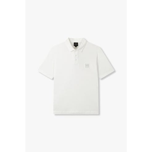ARMANI EXCHANGE AX 남성 로고 패치 코튼 폴로 셔츠- 화이트(A415131019)