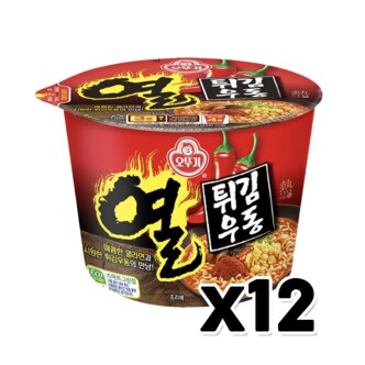  오뚜기 열튀김우동컵 큰컵사발면 100g x 12개