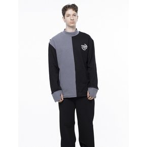 Circle Reverse Wool Hlaf-neck Sweat - Black Gray /M243MT04BK