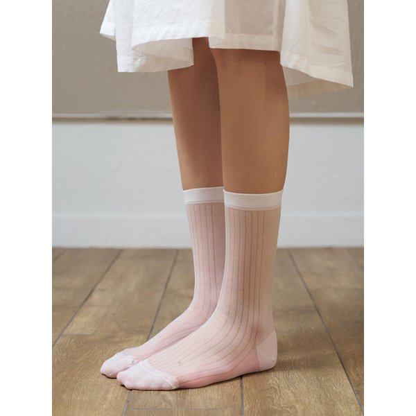 [2SET]로제타 시스루 하프립 크루 삭스 2color