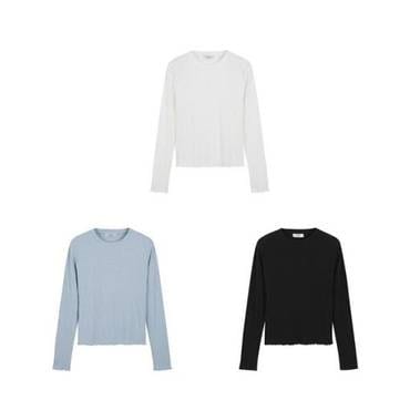 폴햄 여성 립  크롭 긴팔티 (골지)  PHE3TR2400