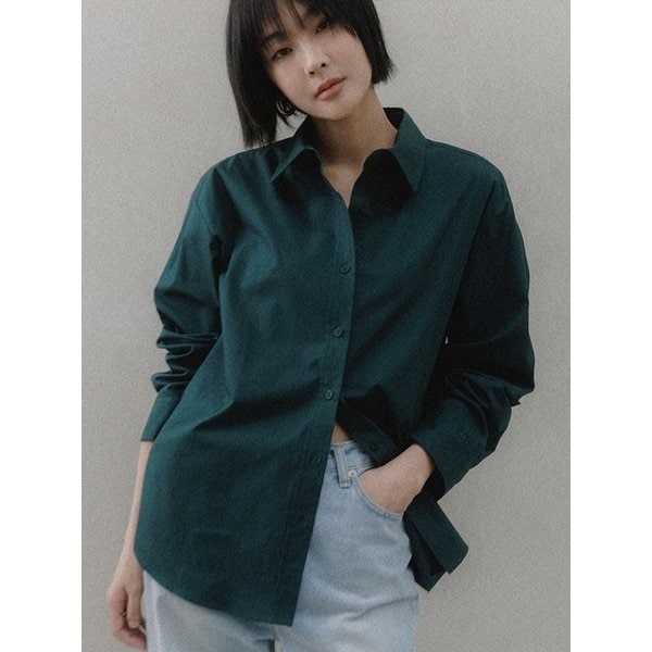 백버튼 보이오버핏 셔츠(틸그린)
