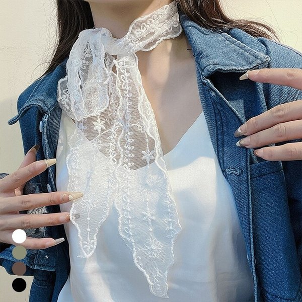 [올리비에스클로젯] 썸머 컬러 레이스 일자 스카프_O2604AC009B