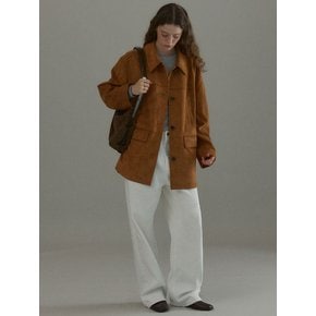 SUEDE LEATHER HALF JACKET [CAMEL BROWN]