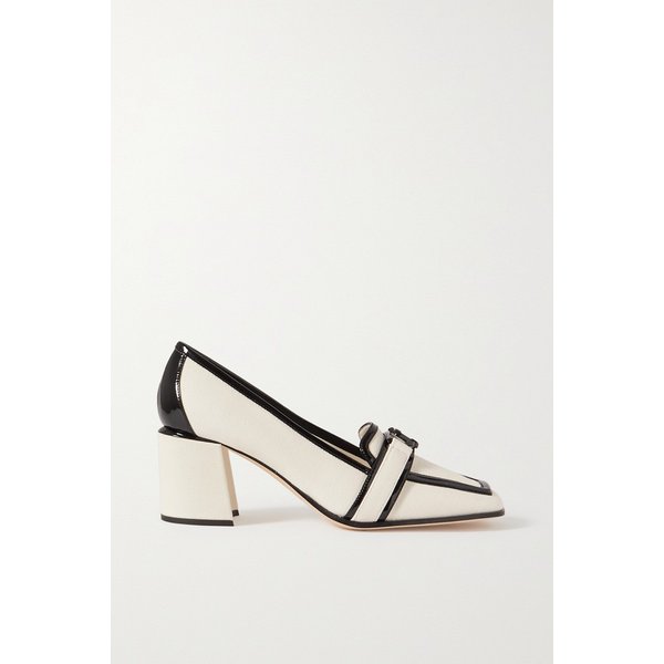 에빈 장식 페이던트 가죽 트리밍 캔버스 펌프스 65mm 화이트 1647597321376720