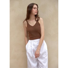 Texture Sleeveless Knit Top_Brown