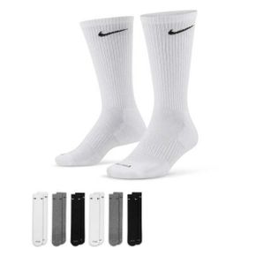 4091689 Nike Training Everyday Plus Cushioned 6 pack crew socks in white, black and gray