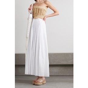 Kai Strapless Cutout Bamboo Raffia And Cotton-voile Maxi Dress 베이지