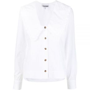 24FW COTTON POPLIN V-NECK FRILL COLLAR SHIRT (F5778 151) (코튼 포플린 브이넥 프릴 칼