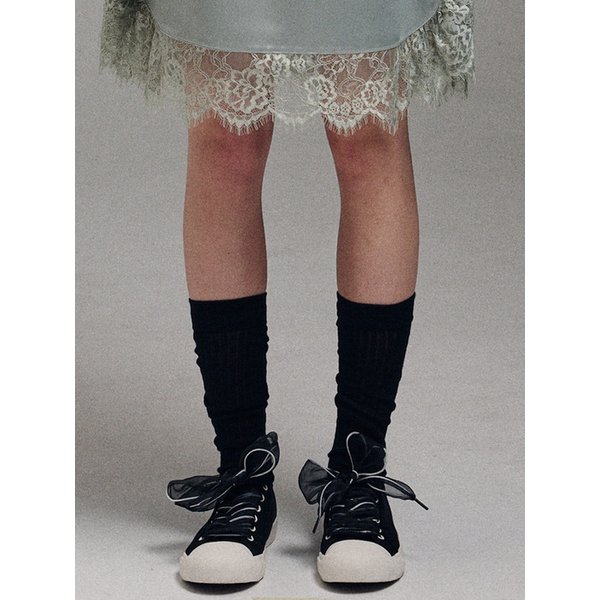 RIBBON SHOELACE_BLACK WHITE