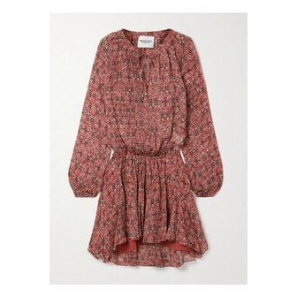 이자벨마랑 에뜨왈 베스 개더 프린트 조젯 미니 드레스 레드 46376663162889665