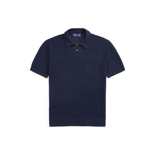 랄프 로렌 Purple Label 텍스처 실크 리넨 폴로 칼라 스웨터(MNPLSWE1N820030410)