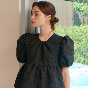 SUMMER PUFF HALF SLEEVE BLOUSE BLACK