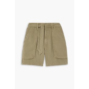 The Chute belted Lyocell and linen-blend shorts 그린 1647597348466716