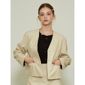 j1035 line leather short jacket (cream)