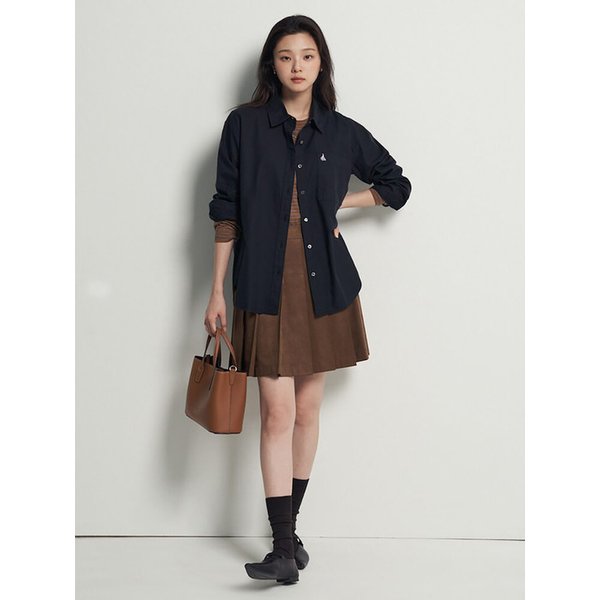 코튼 트윌 워싱 오버핏 셔츠  블랙 (BF5864C015)