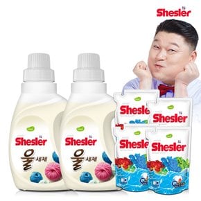 강호동의 쉬슬러 액상 세제 울전용 650ml 2개+세제리필 500ml 4개.