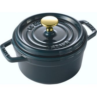  staub 16cm IH 스토우브 [피코 코콧 라운드 라메라 황동 손잡이 사양] 작은 양손 주물 법랑 냄비