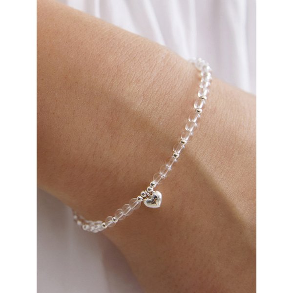 (실버925) 미니 하트 클리어 비즈 팔찌 BR1796